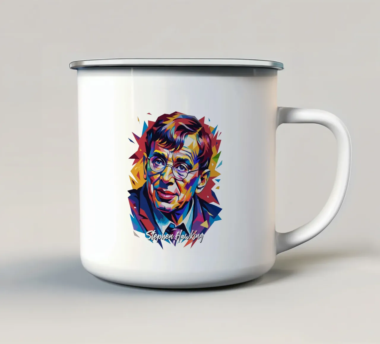 Stephen Hawking in WPAP Pop Art tazza in smalto da vectorartnesia