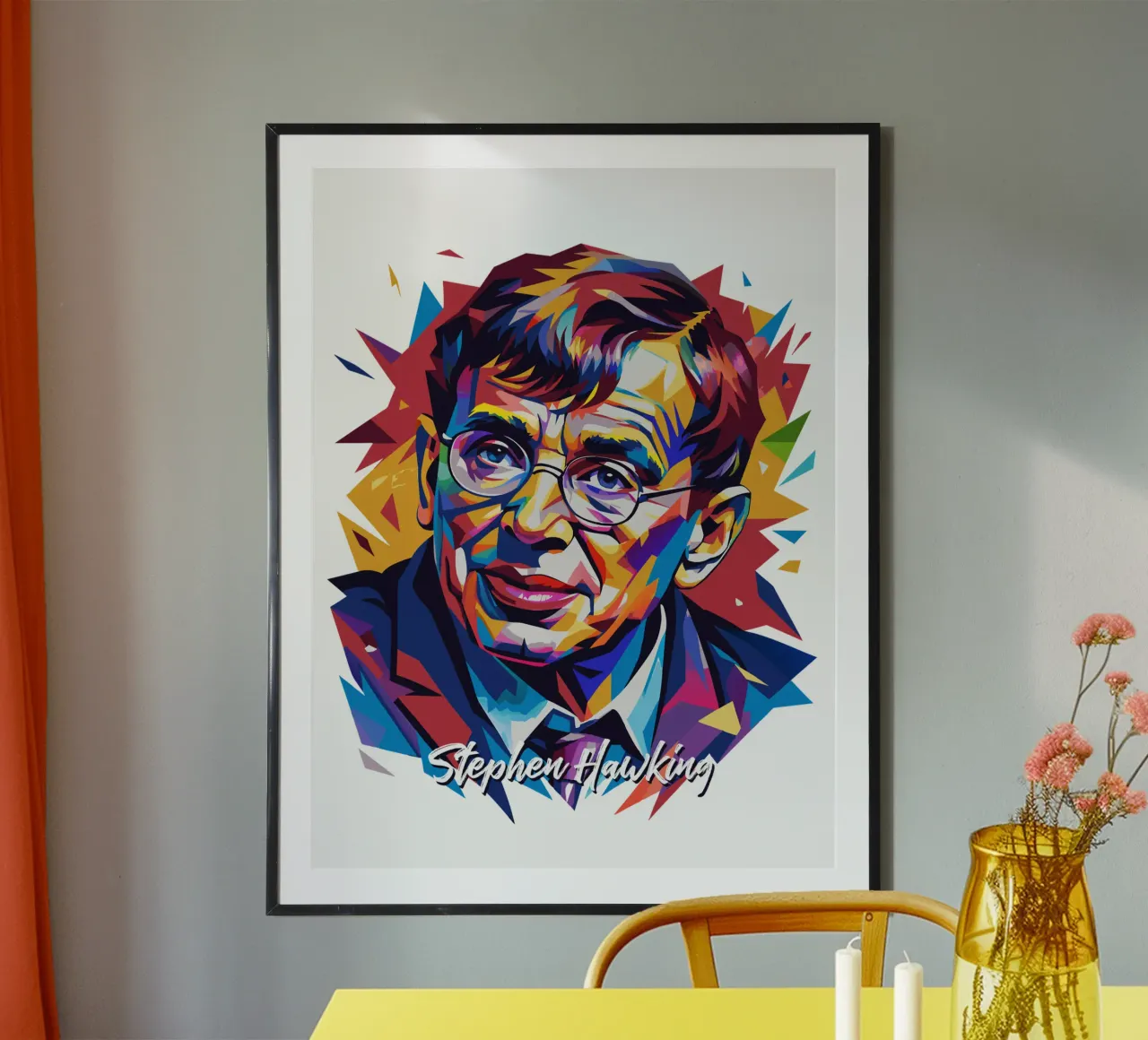 Stephen Hawking in WPAP Pop Art carta hahnemühle da vectorartnesia