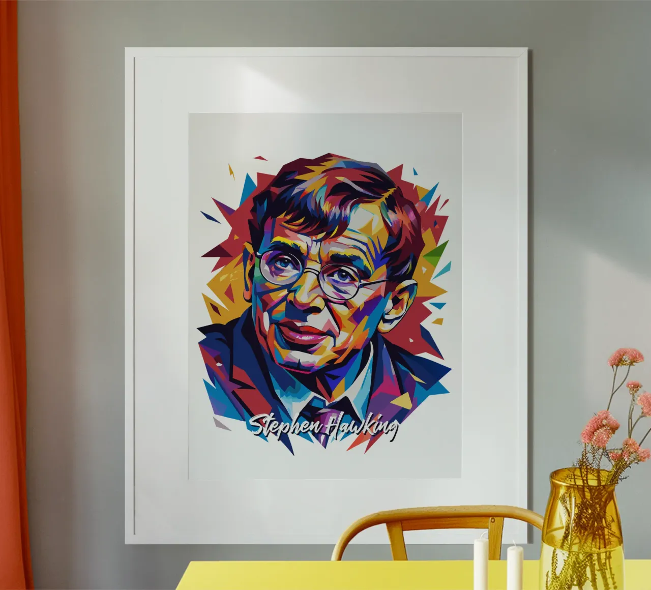 Stephen Hawking in WPAP Pop Art carta hahnemühle da vectorartnesia