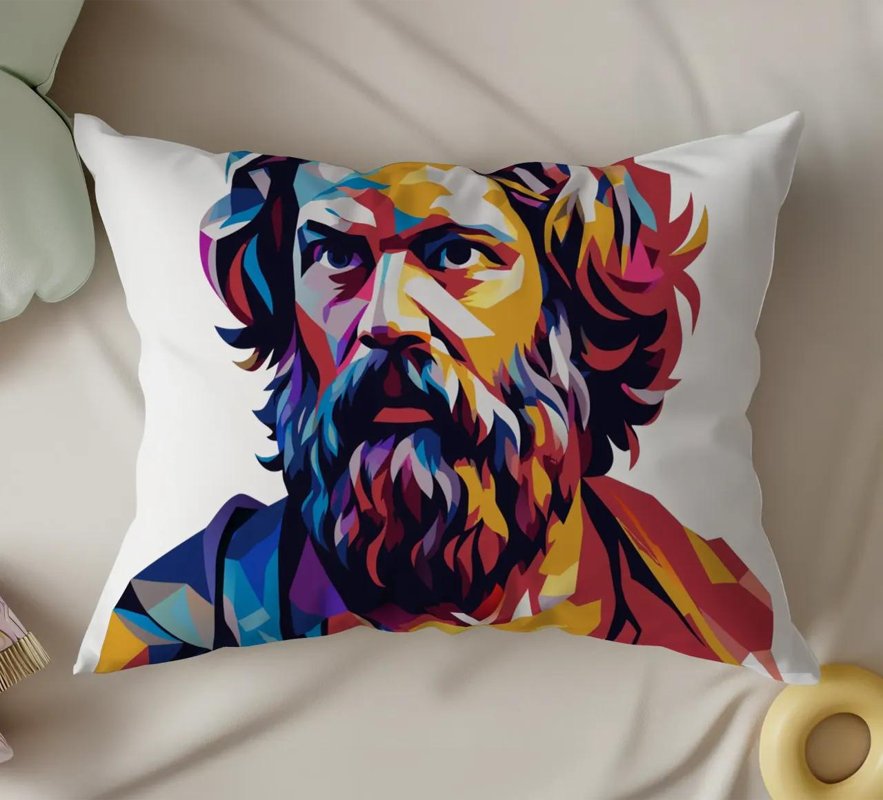 Socrates in WPAP Pop Art Kissen von vectorartnesia
