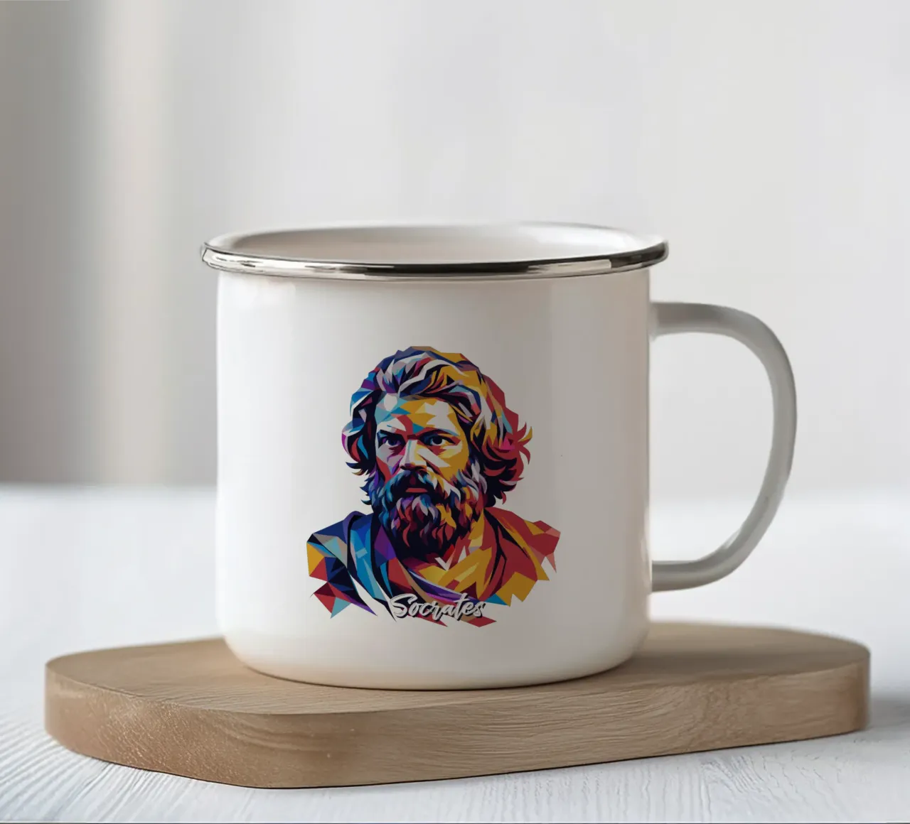 Socrates in WPAP Pop Art Emaille Tasse von vectorartnesia