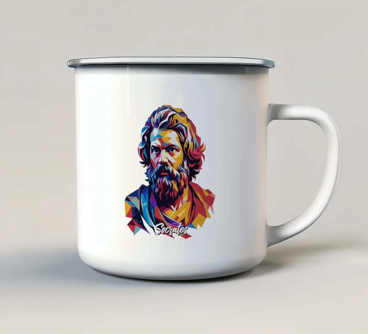 Socrates in WPAP Pop Art Emaille Tasse von vectorartnesia