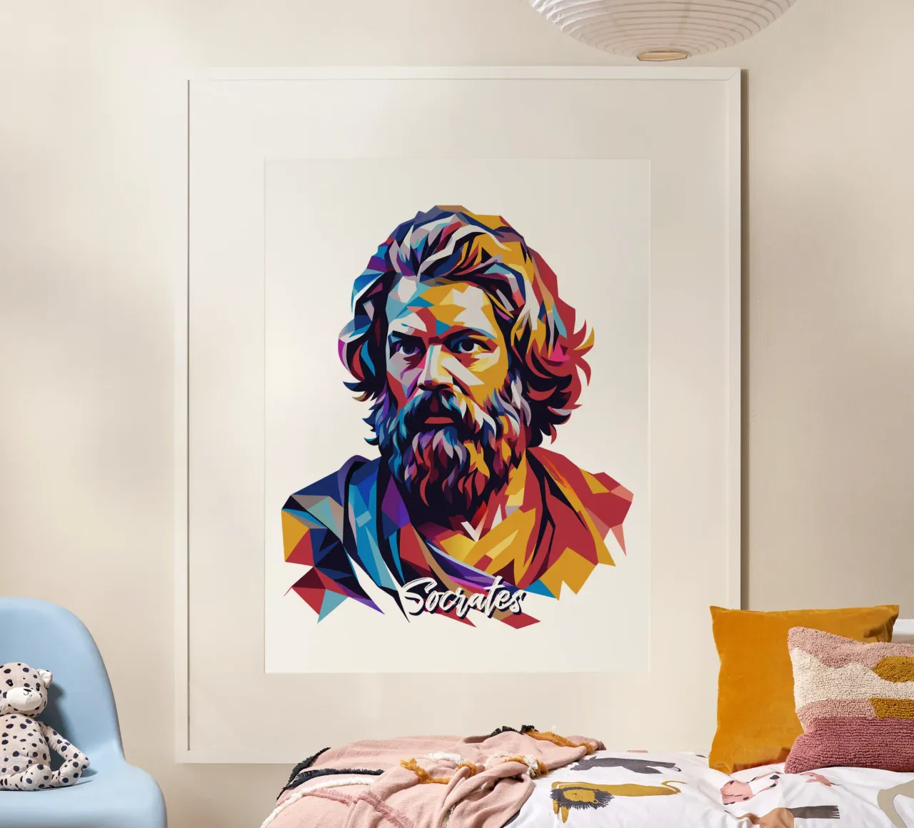 Socrates in WPAP Pop Art poster con telaio in alluminio da vectorartnesia