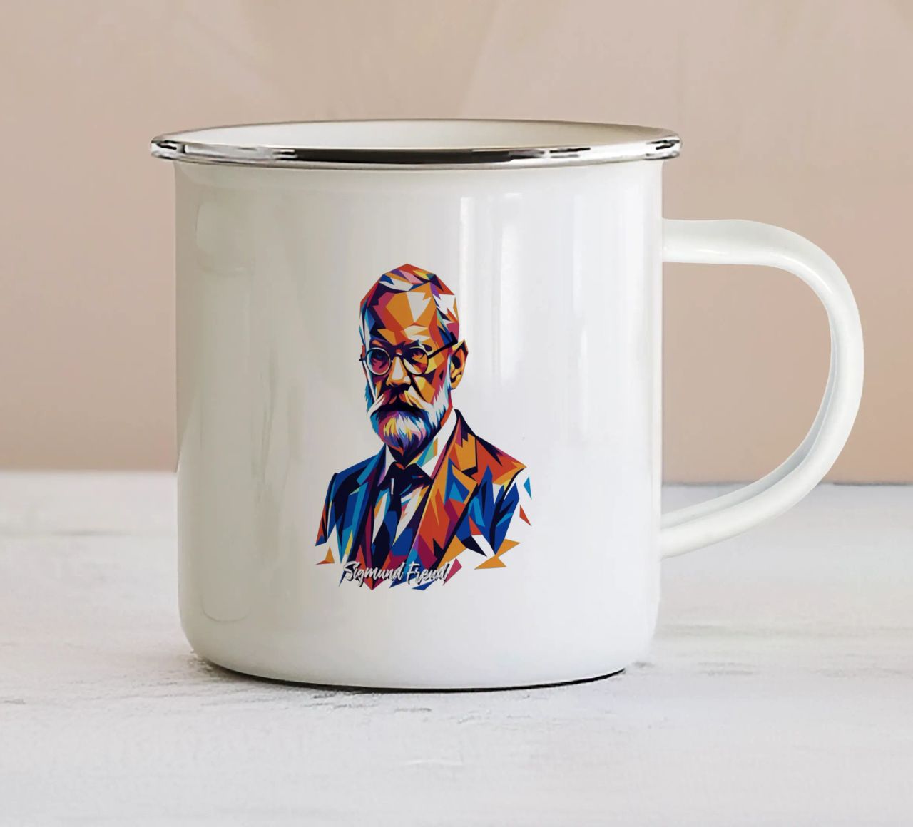 Sigmund Freud WPAP Pop Art tazza in smalto da vectorartnesia