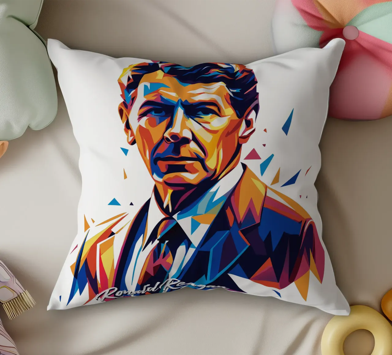 Ronald Reagan WPAP Pop Art Kissen von vectorartnesia