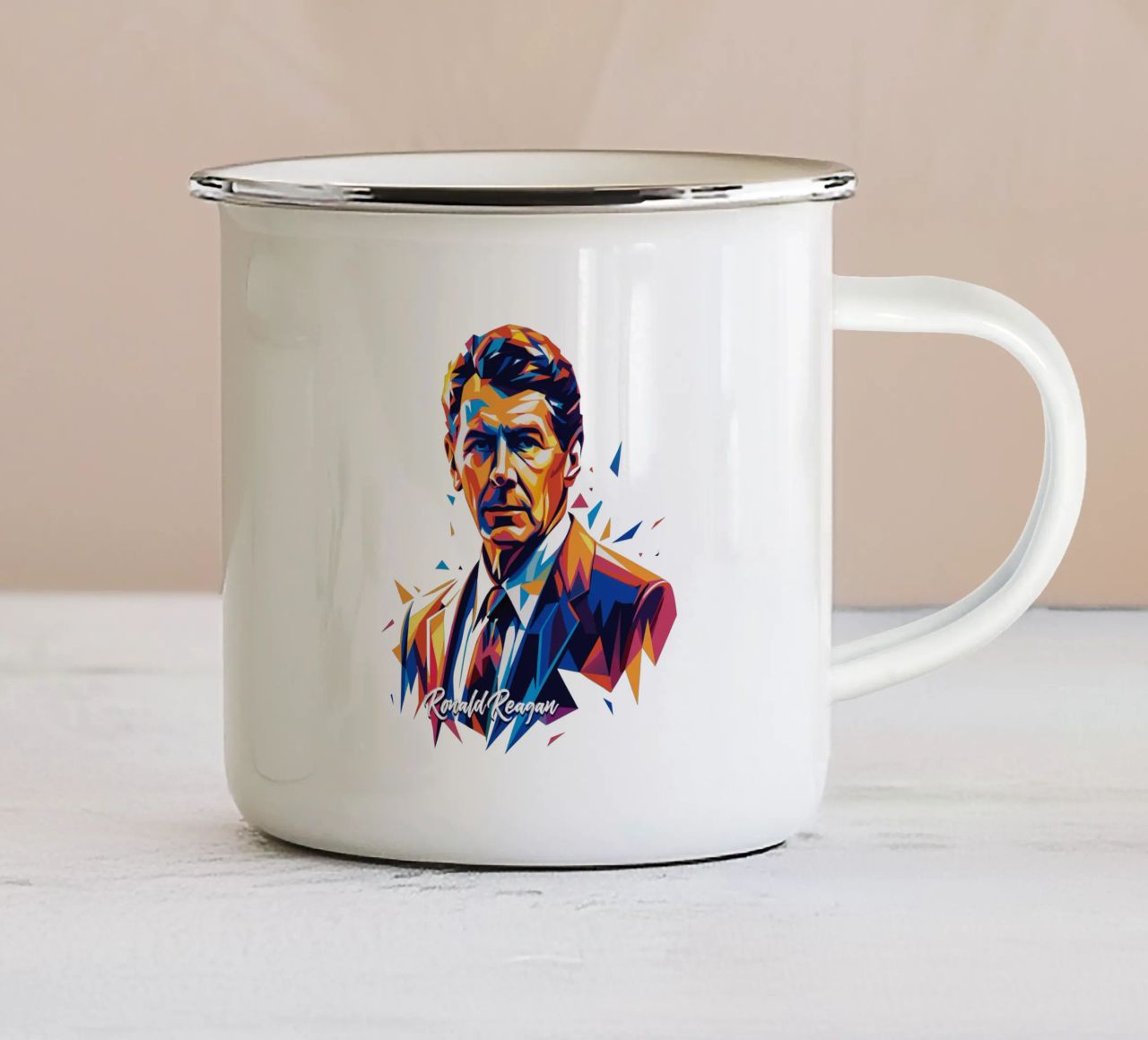 Ronald Reagan WPAP Pop Art tazza in smalto da vectorartnesia