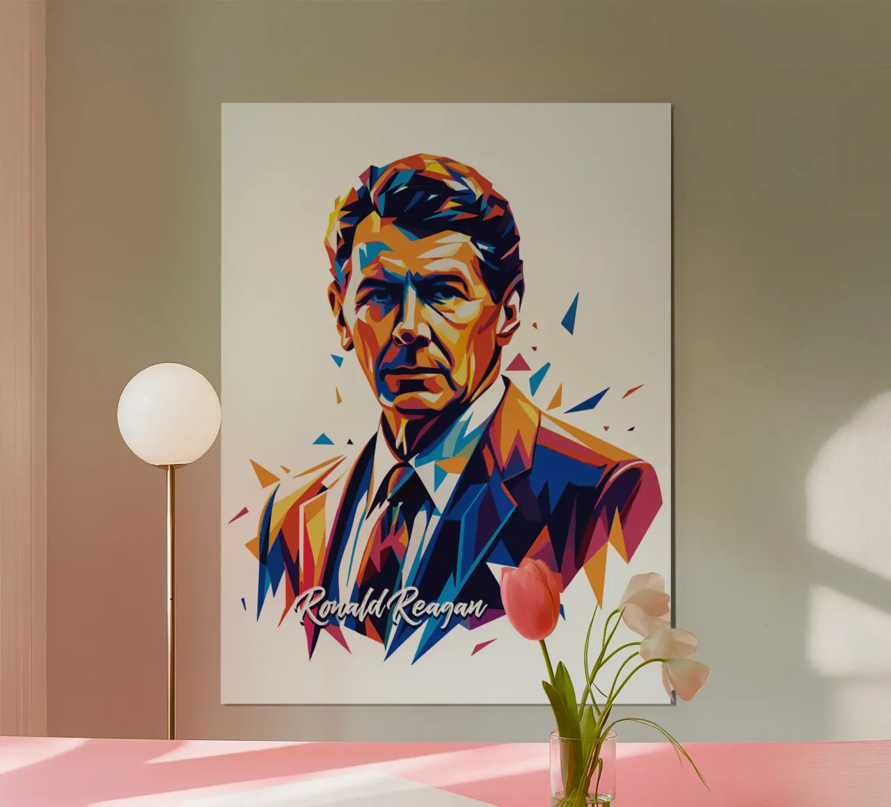 Ronald Reagan WPAP Pop Art carta hahnemühle da vectorartnesia