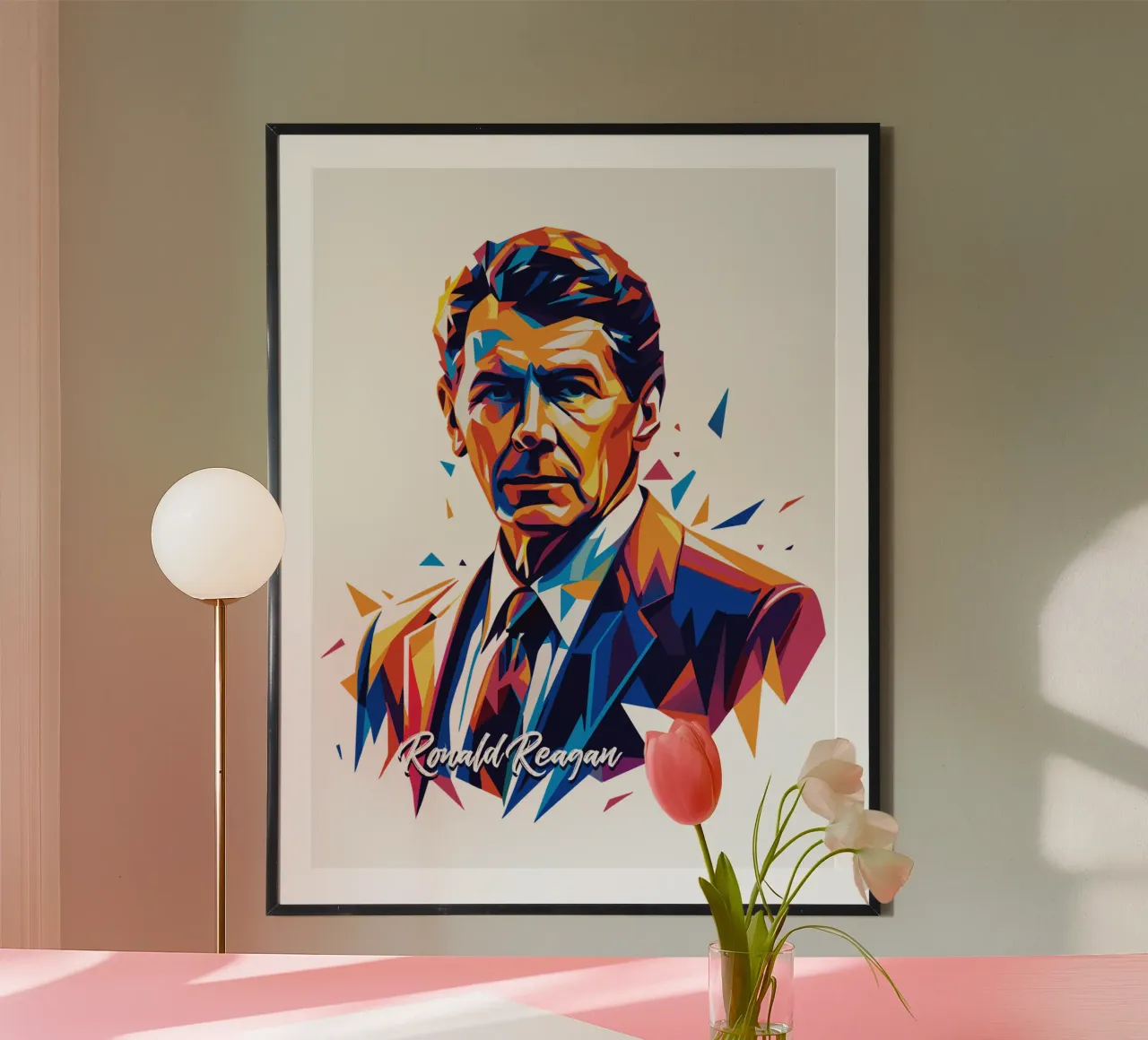 Ronald Reagan WPAP Pop Art carta hahnemühle da vectorartnesia