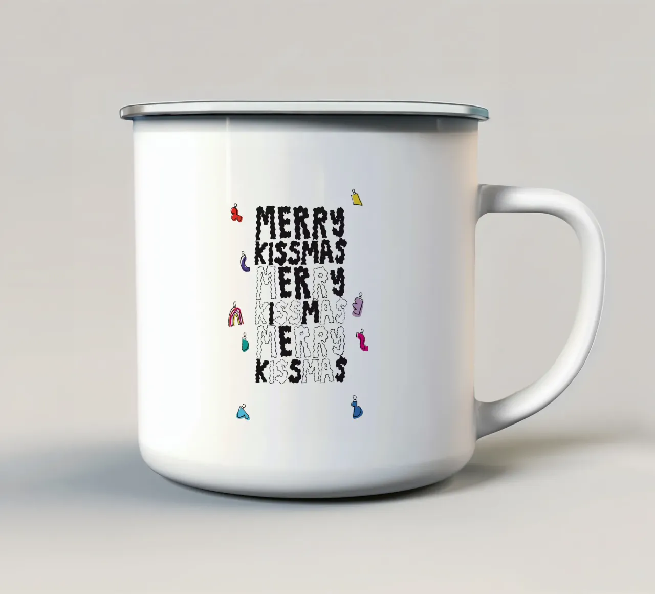 Merry Kissmas tazza in smalto da Brushmeetspaper