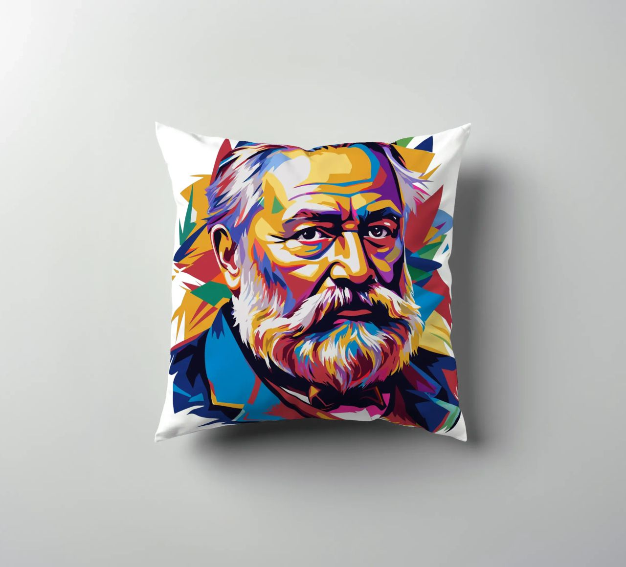 Victor Hugo WPAP Pop Art cuscino da vectorartnesia
