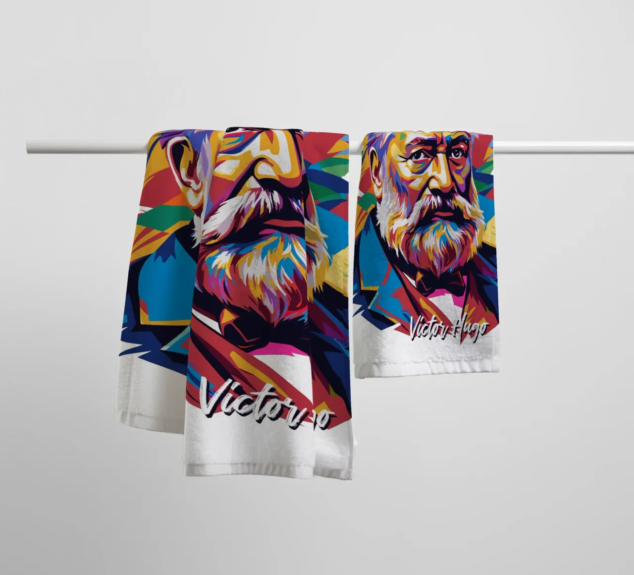 Victor Hugo WPAP Pop Art asciugamano da bagno da vectorartnesia