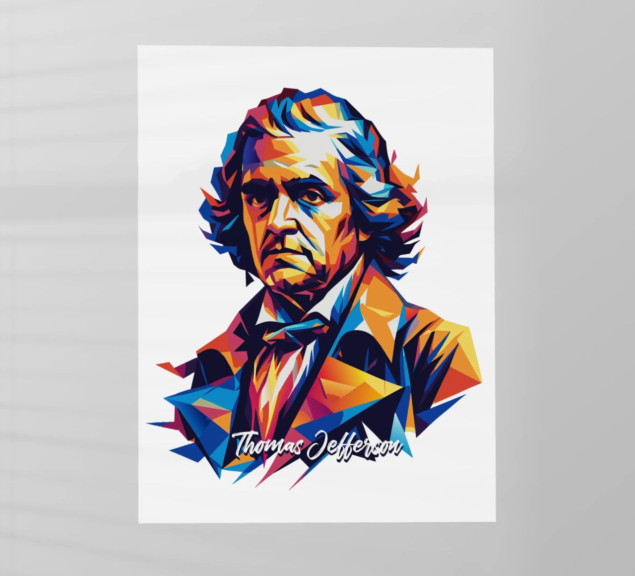 Thomas Jefferson WPAP Pop Art pellicola backlit da vectorartnesia