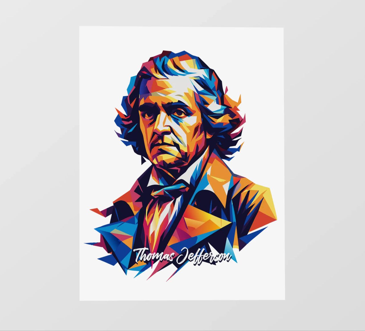 Thomas Jefferson WPAP Pop Art pellicola backlit da vectorartnesia