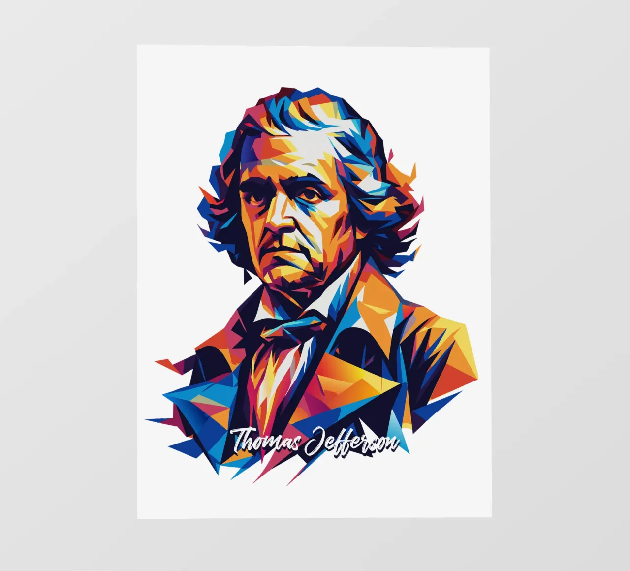 Thomas Jefferson WPAP Pop Art pellicola backlit da vectorartnesia