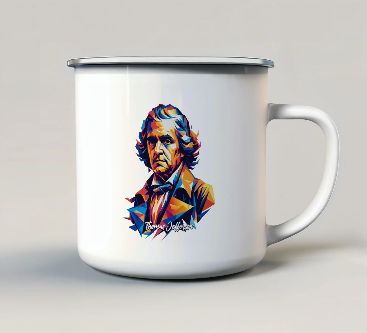 Thomas Jefferson WPAP Pop Art tazza in smalto da vectorartnesia