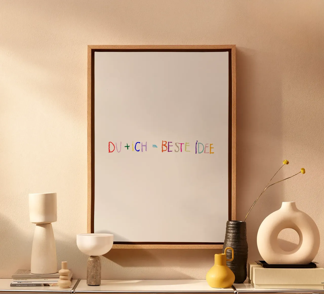 Du + ich canvas met Baklijst van Brushmeetspaper