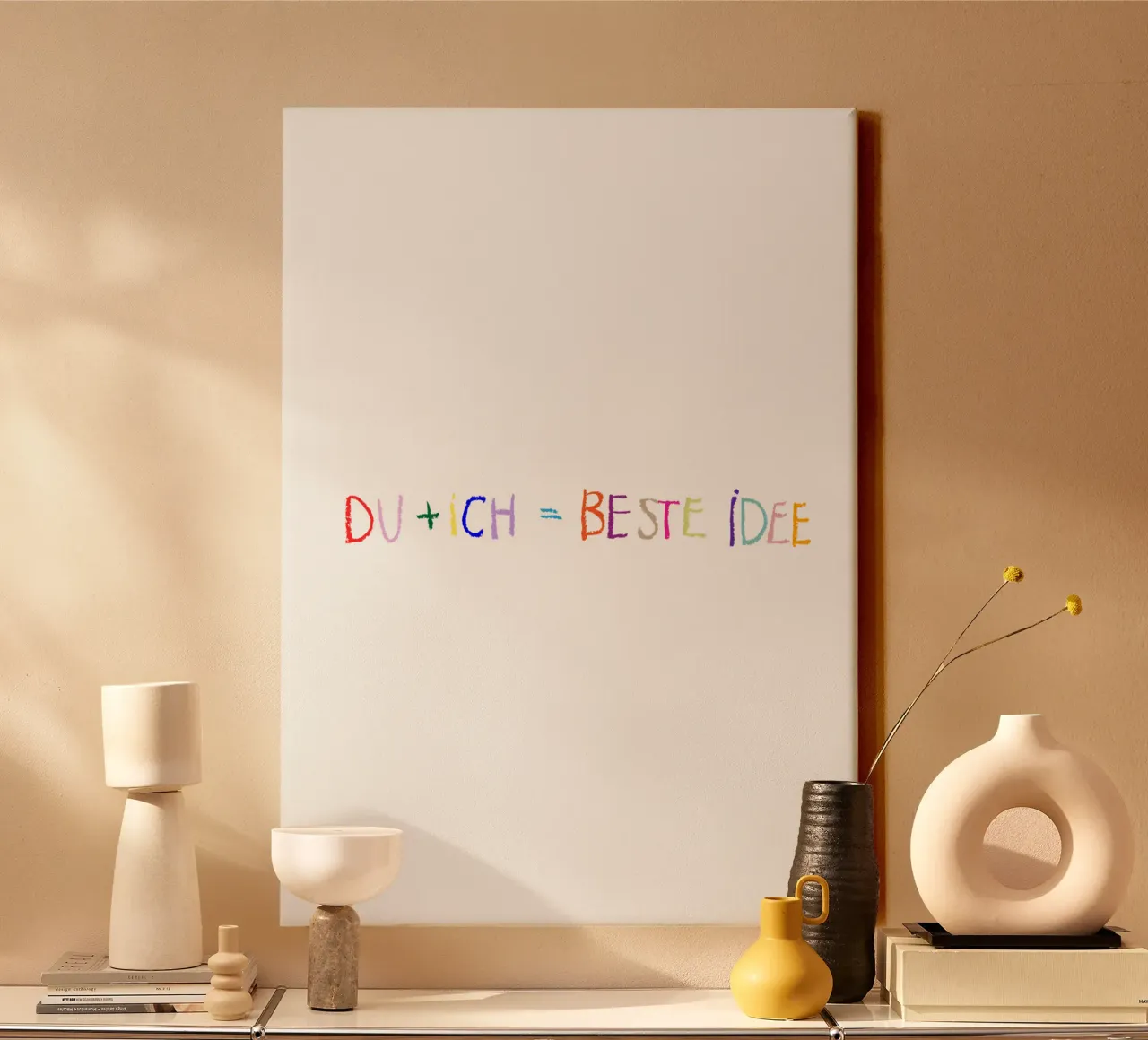 Du + ich canvas met Baklijst van Brushmeetspaper
