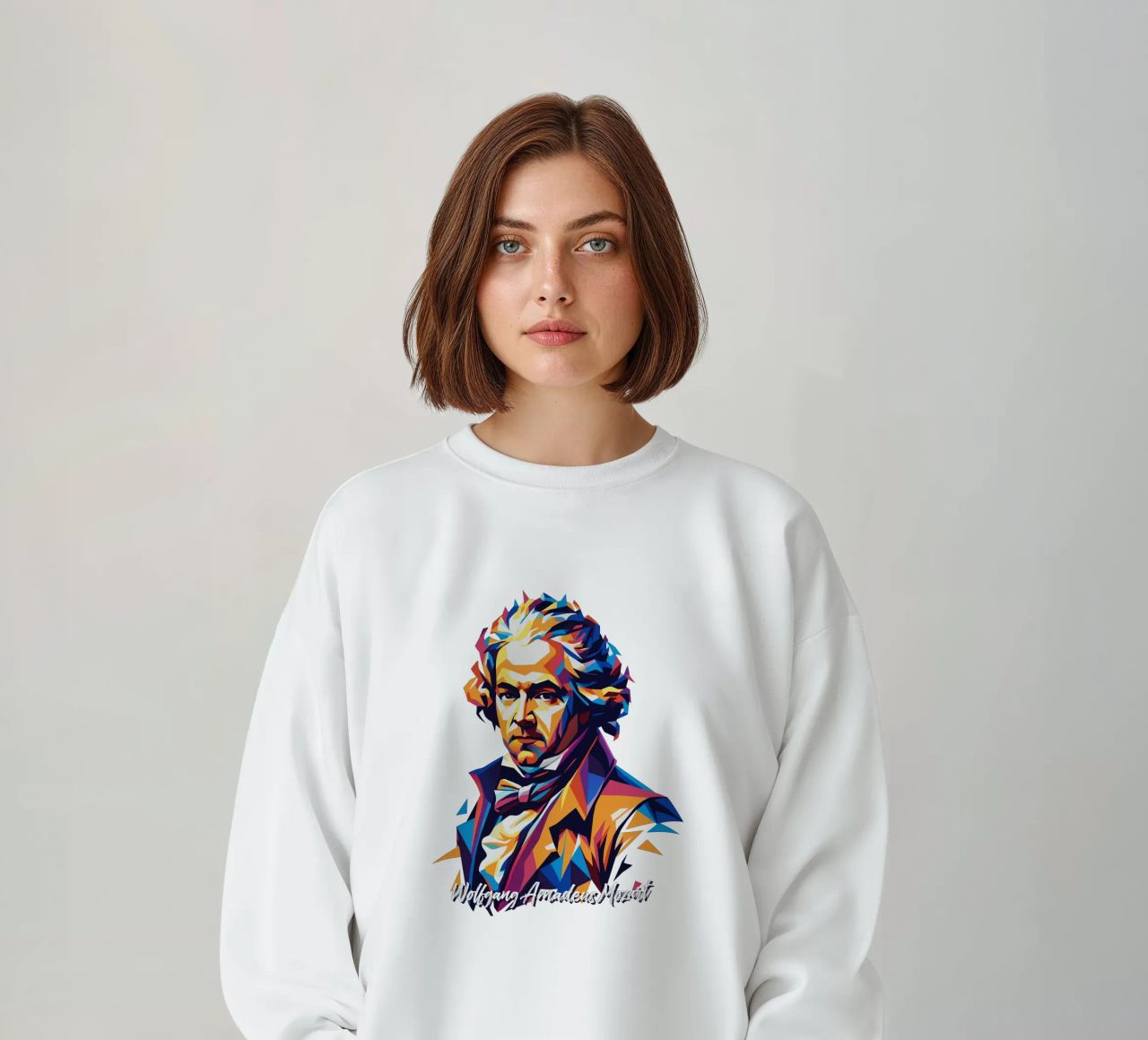 Wolfgang Amadeus Mozart in WPAP Pop Art felpa da vectorartnesia