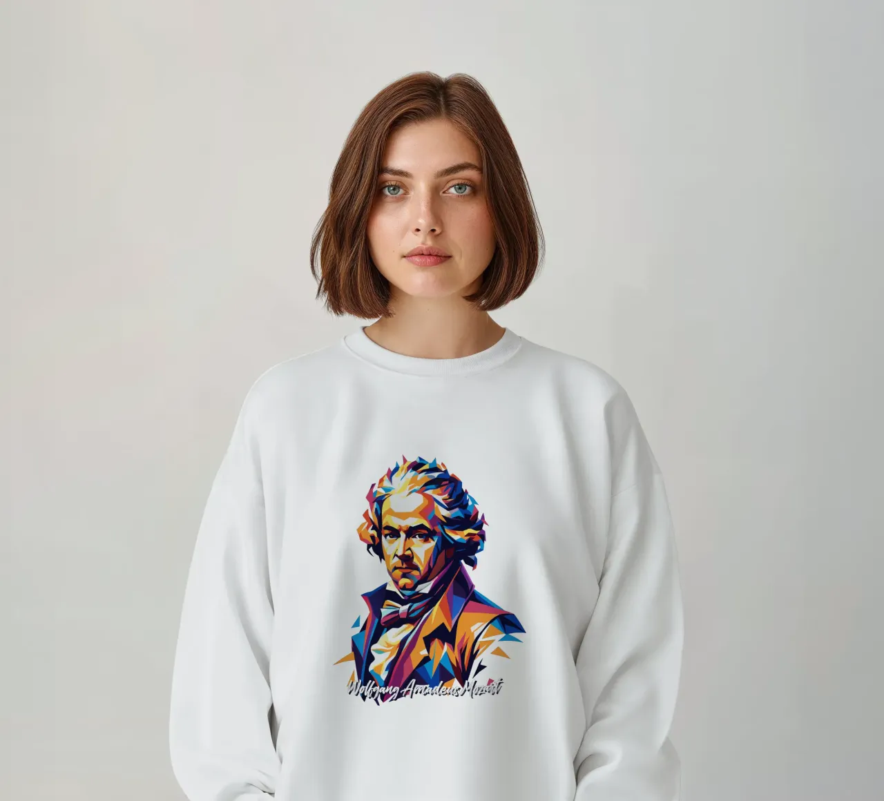 Wolfgang Amadeus Mozart in WPAP Pop Art felpa da vectorartnesia