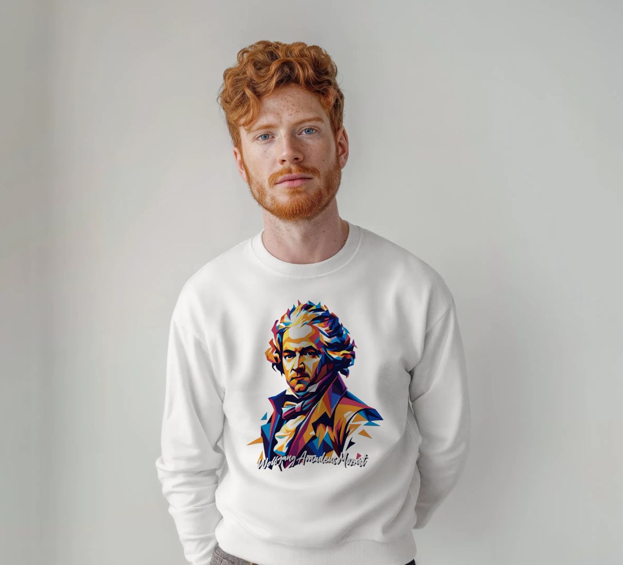 Wolfgang Amadeus Mozart in WPAP Pop Art felpa da vectorartnesia