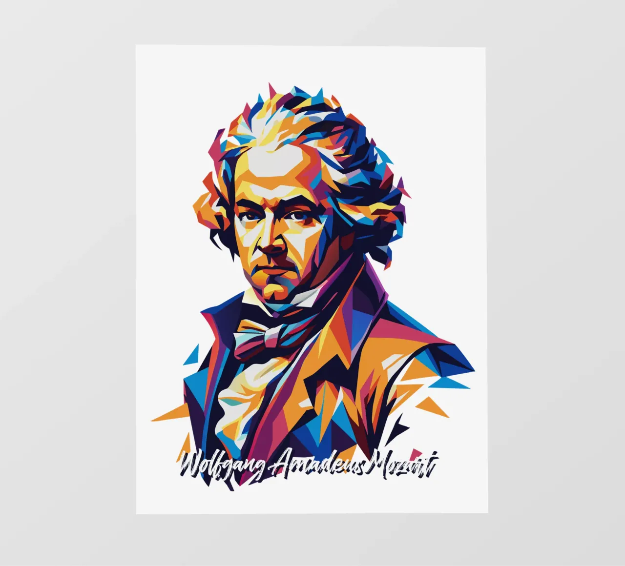 Wolfgang Amadeus Mozart in WPAP Pop Art telo in pvc da vectorartnesia