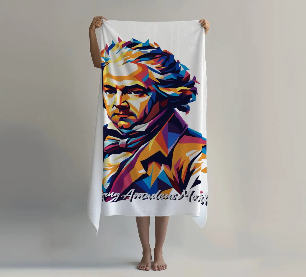 Wolfgang Amadeus Mozart in WPAP Pop Art telo mare da vectorartnesia