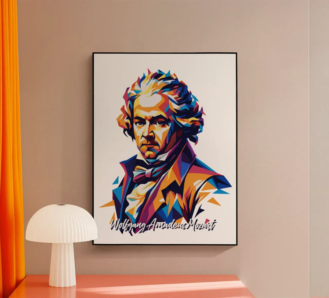 Wolfgang Amadeus Mozart in WPAP Pop Art acryl van vectorartnesia