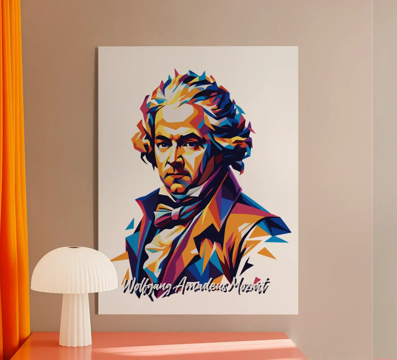 Wolfgang Amadeus Mozart in WPAP Pop Art acryl van vectorartnesia