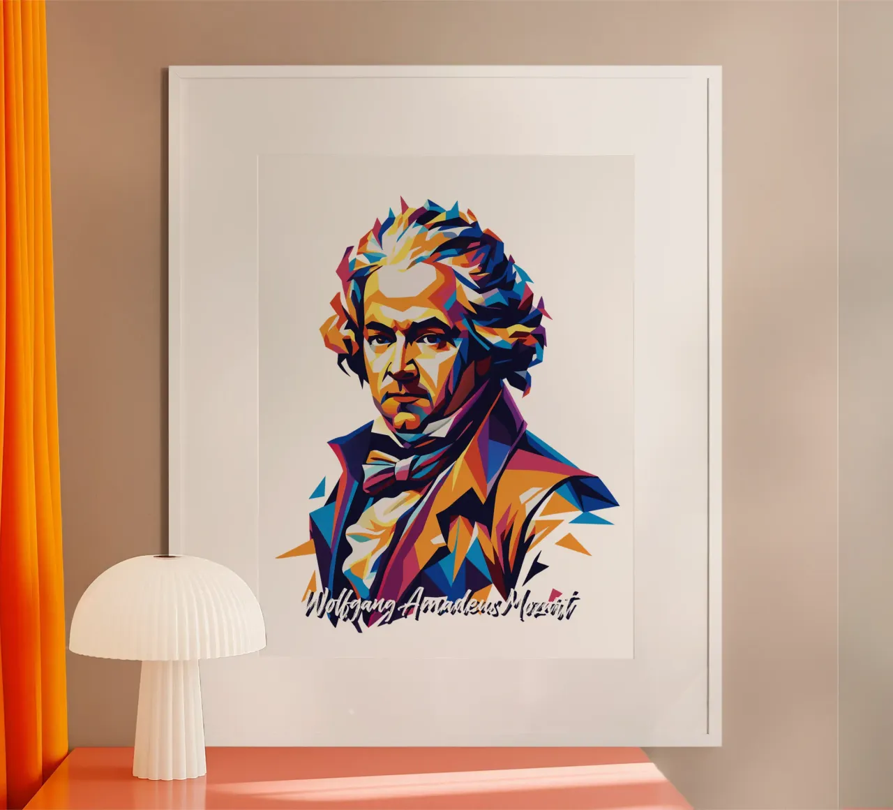 Wolfgang Amadeus Mozart in WPAP Pop Art carta hahnemühle da vectorartnesia