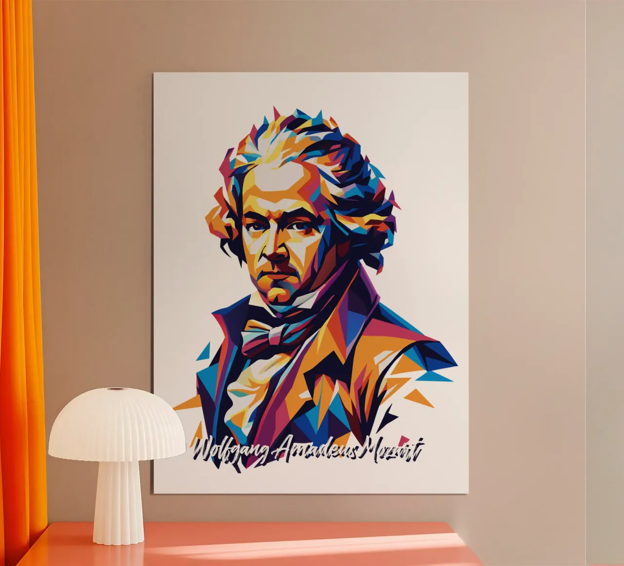 Wolfgang Amadeus Mozart in WPAP Pop Art carta hahnemühle da vectorartnesia