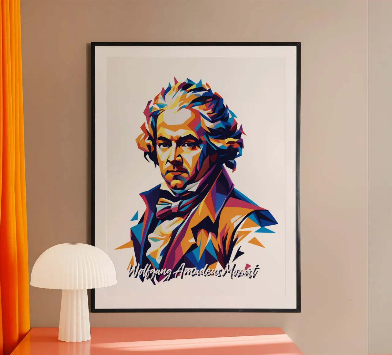 Wolfgang Amadeus Mozart in WPAP Pop Art carta hahnemühle da vectorartnesia