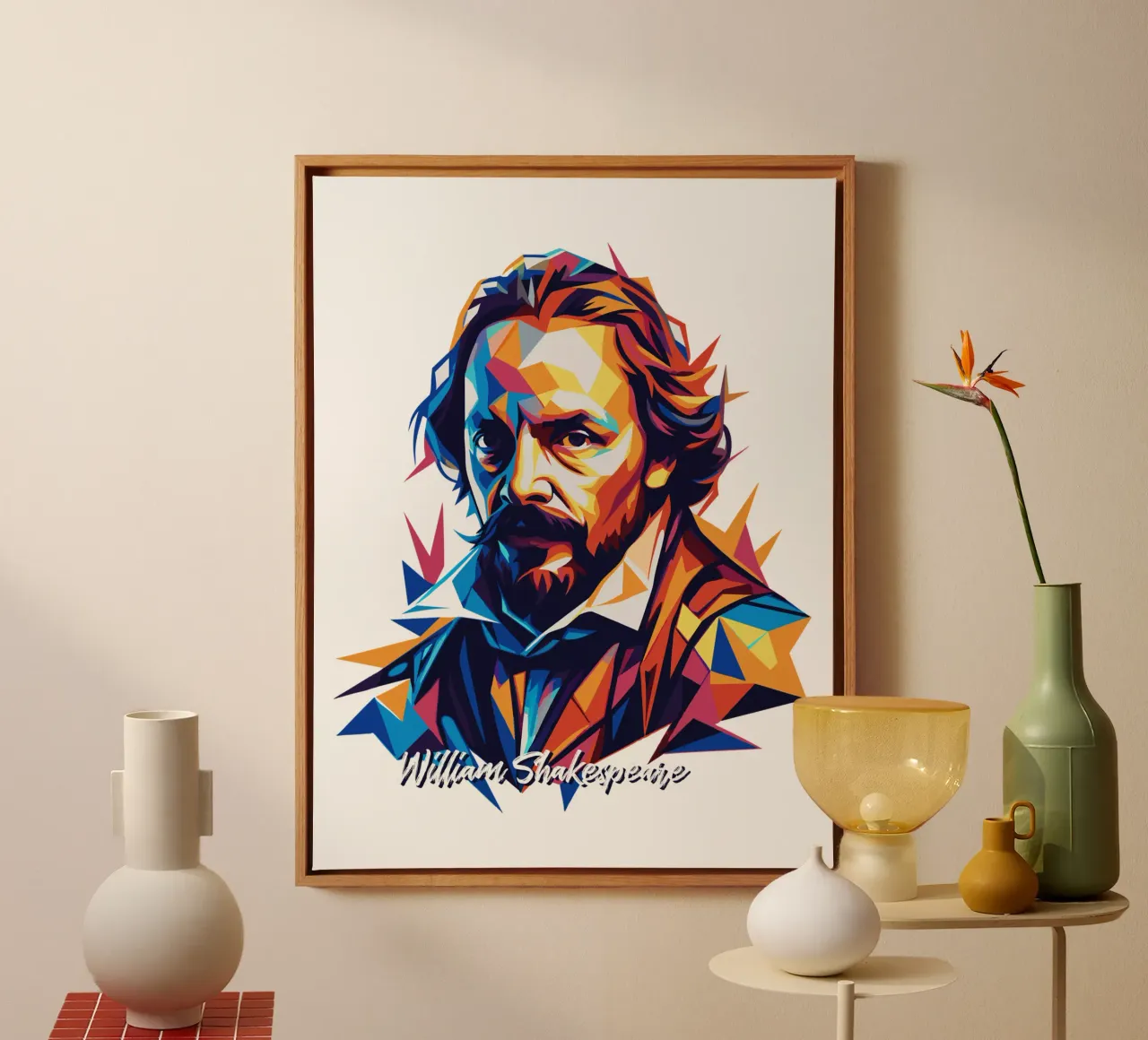 William Shakespeare WPAP Pop Art canvas met Baklijst van vectorartnesia
