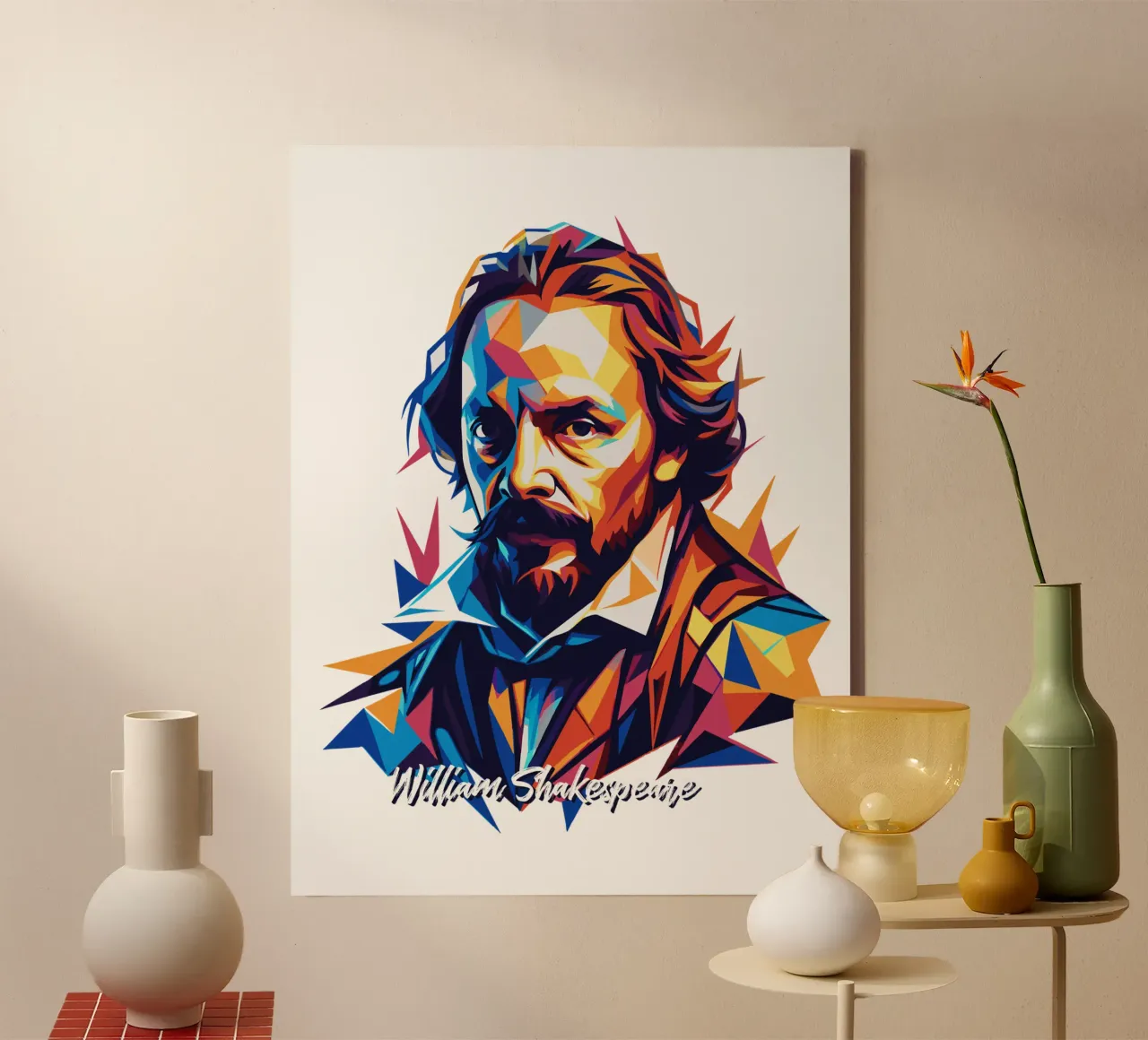 William Shakespeare WPAP Pop Art canvas met Baklijst van vectorartnesia