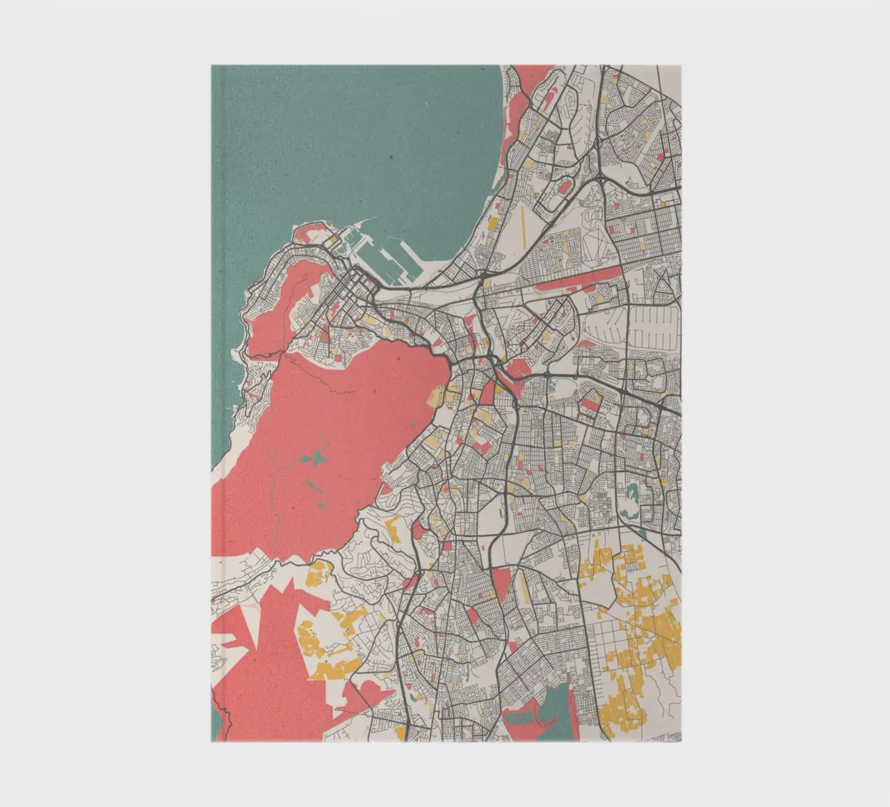 Cape Town City Map - Stylish Art Print | FineArt Print notebook by MOOODZART