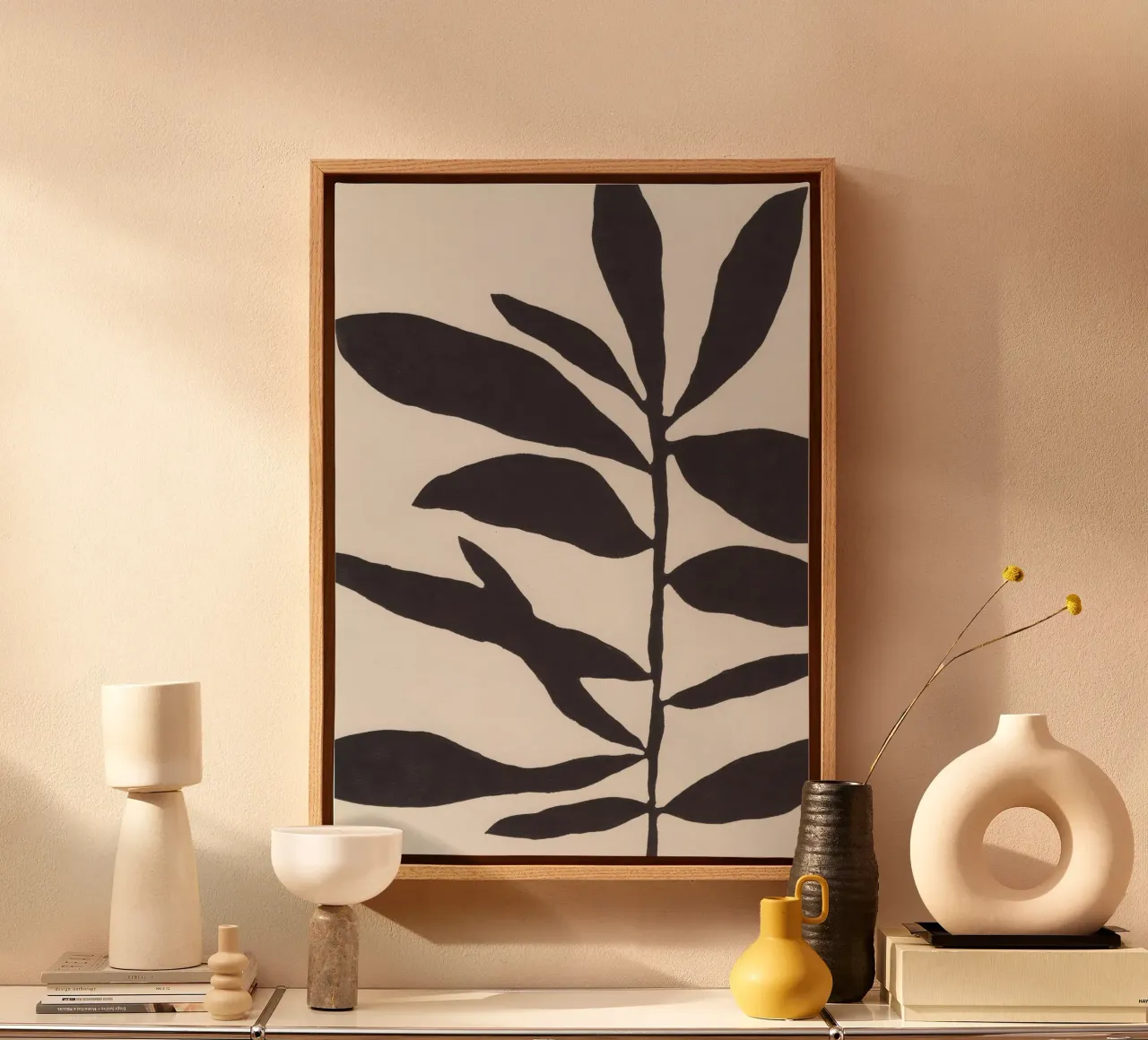 Ramo Linocut #3 / Bianco e nero tela con Cornice a cassetta da Alisa Galitsyna