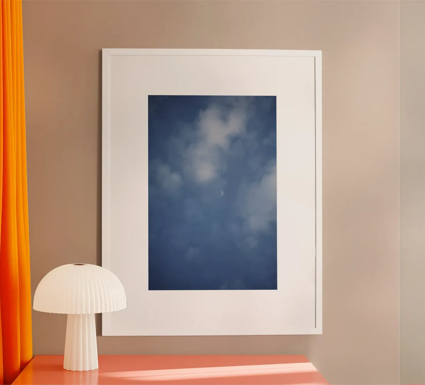 Soft clouds and moon poster van Sky Poetics