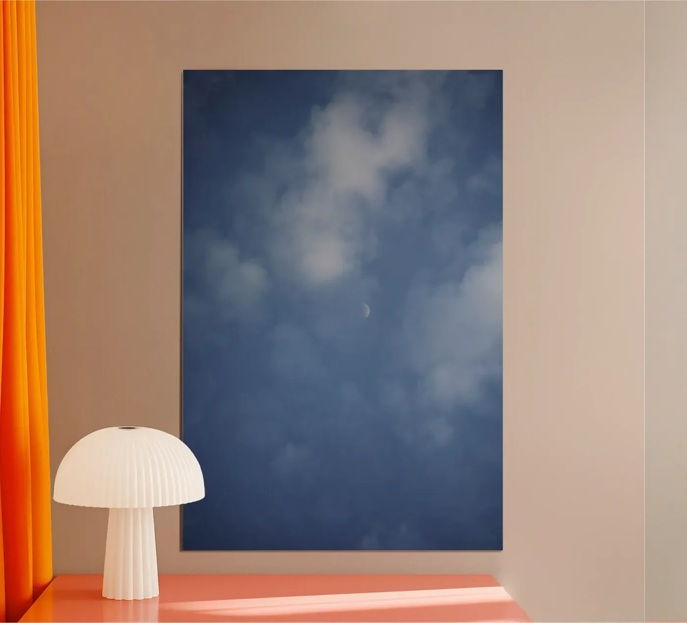 Soft clouds and moon poster van Sky Poetics