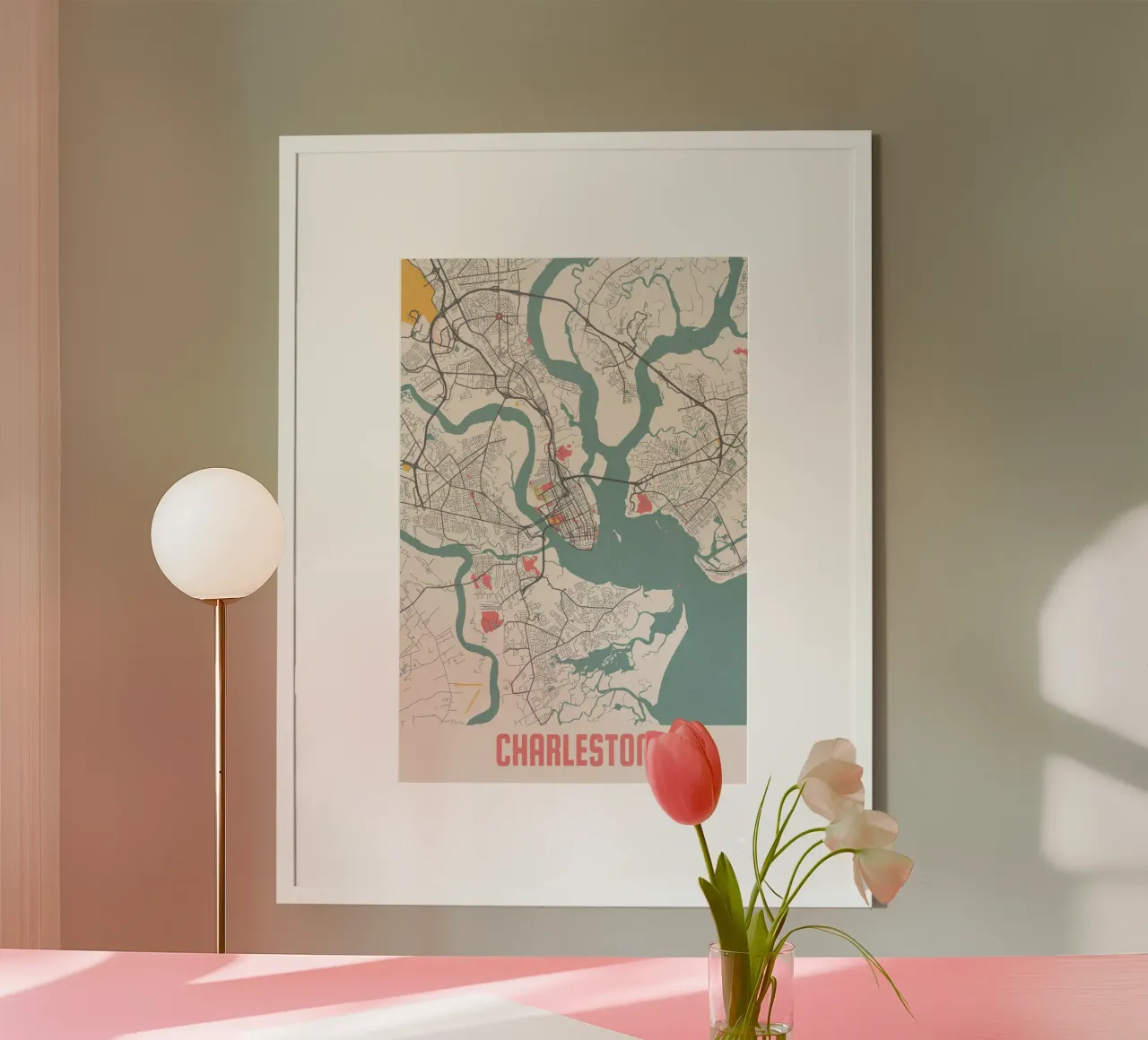Charleston City Map - Stylish Art Print | FineArt Print poster by MOOODZART