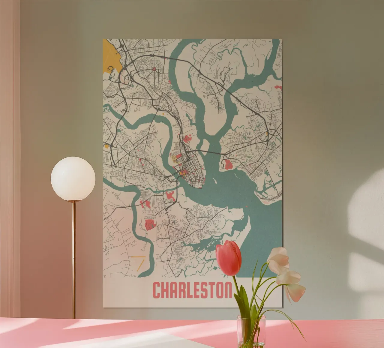 Charleston City Map - Stylish Art Print | FineArt Print poster by MOOODZART