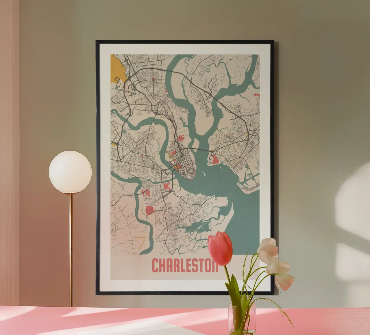 Charleston City Map - Stylish Art Print | FineArt Print poster by MOOODZART