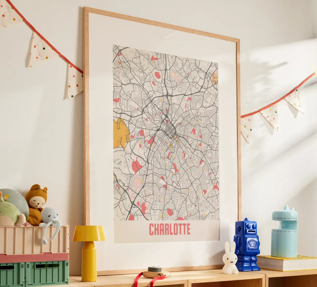 Charlotte City Map - Stylish Art Print | FineArt Print poster by MOOODZART