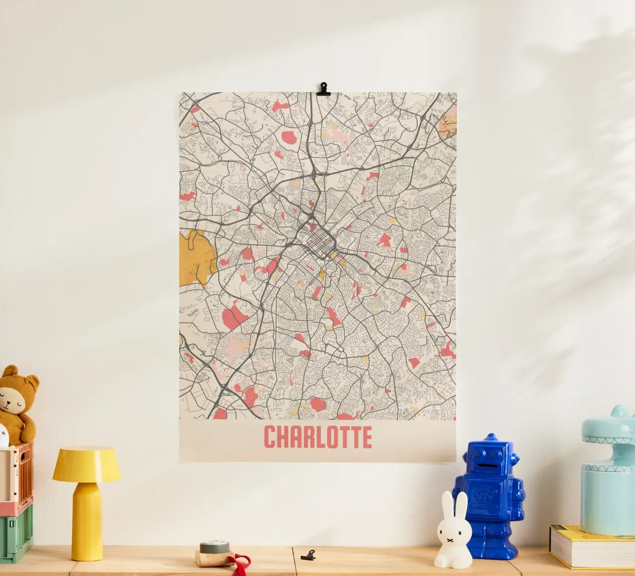 Charlotte City Map - Stylish Art Print | FineArt Print poster by MOOODZART
