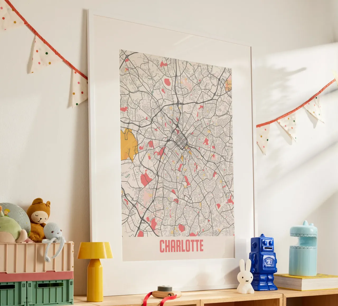Charlotte City Map - Stylish Art Print | FineArt Print poster by MOOODZART