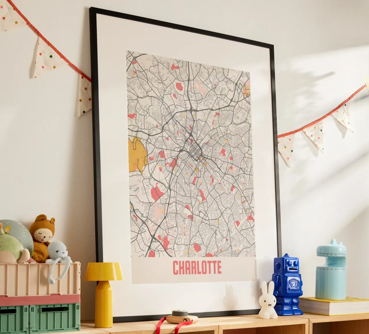 Charlotte City Map - Stylish Art Print | FineArt Print poster by MOOODZART