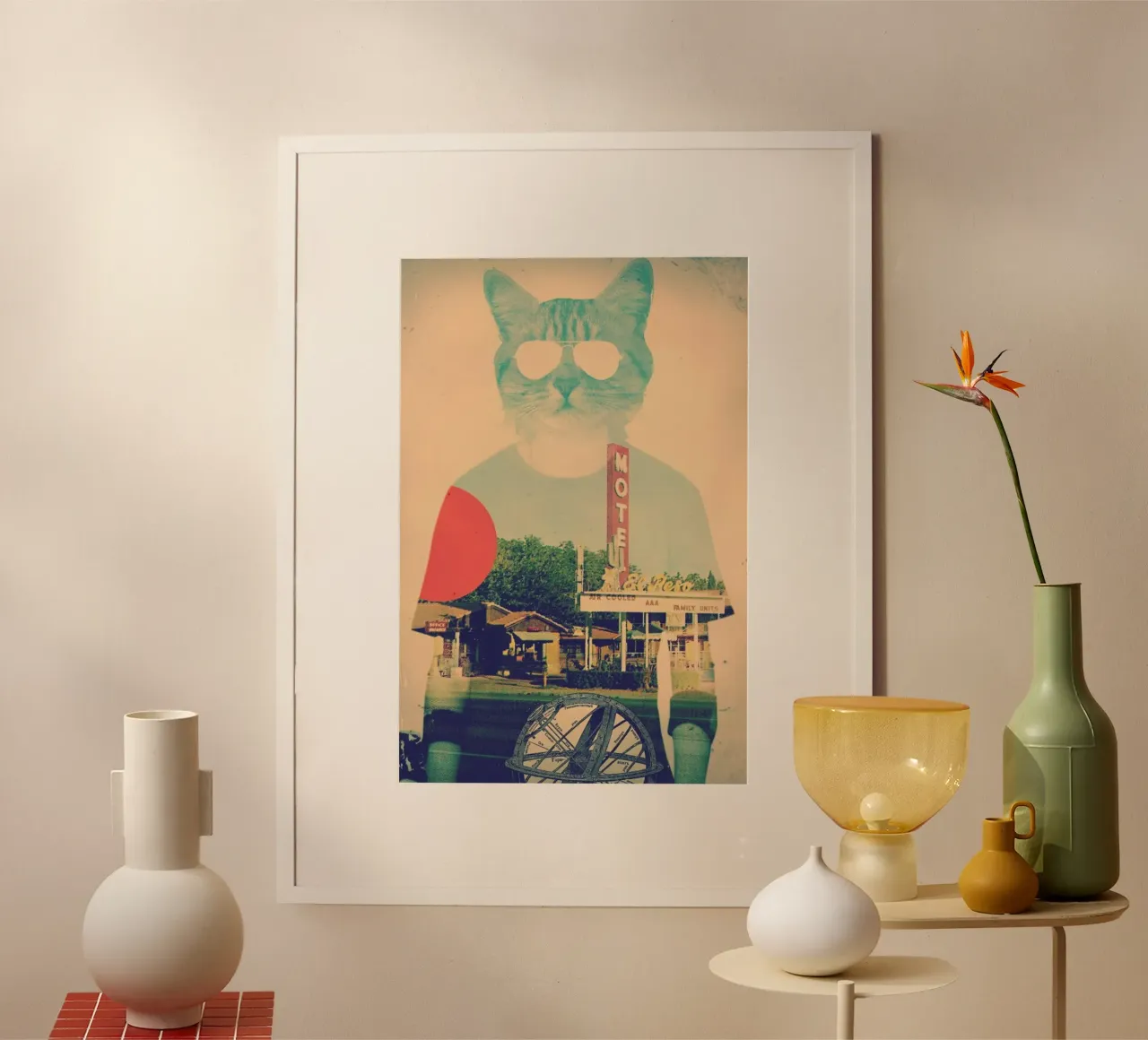 Cool Cat poster con telaio in alluminio da Ali Gulec