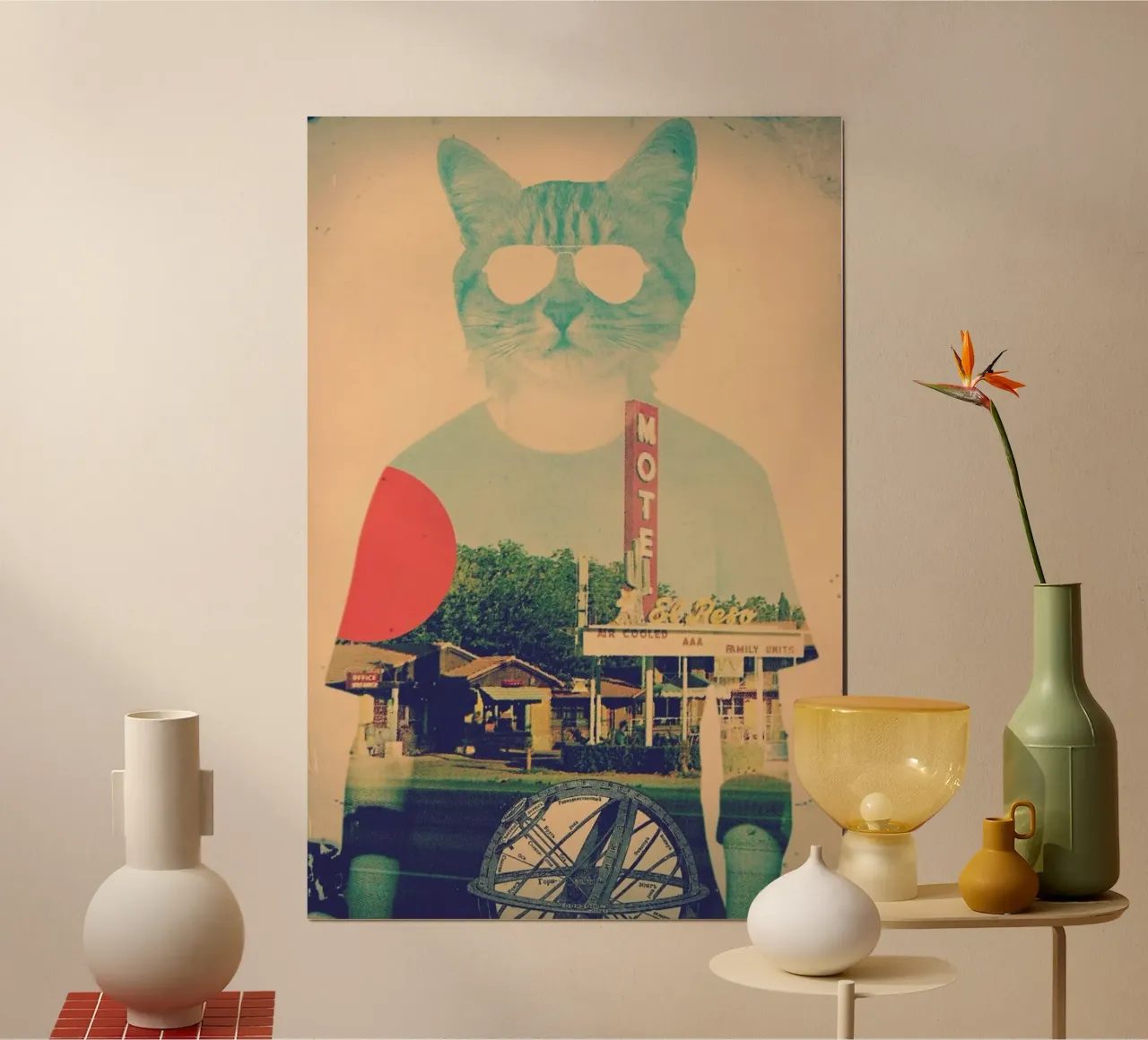 Cool Cat poster con telaio in alluminio da Ali Gulec