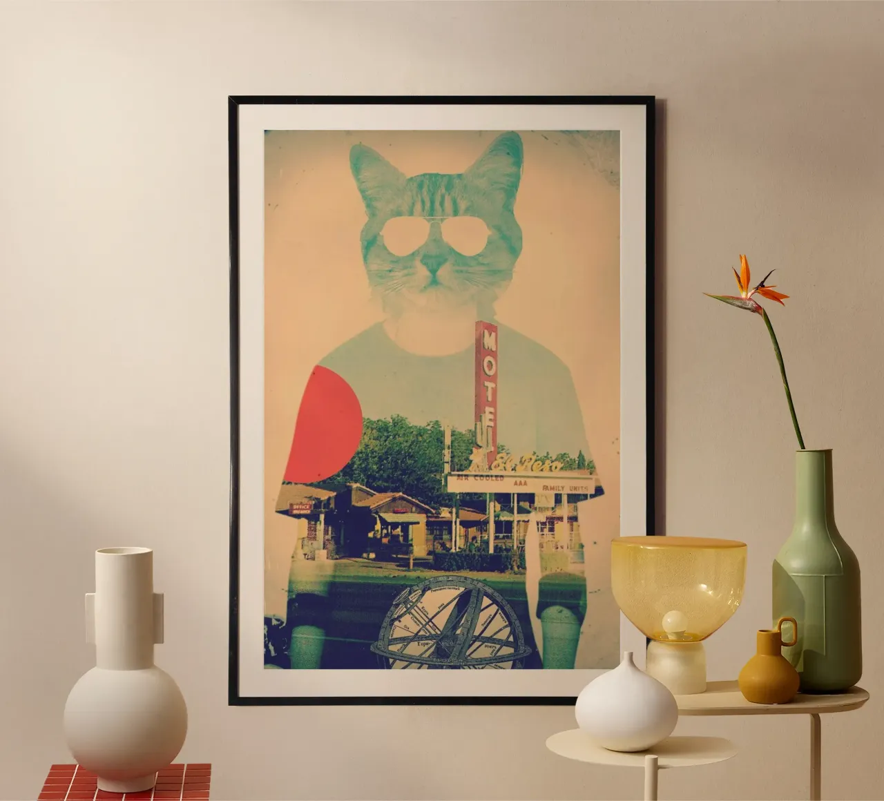 Cool Cat poster con telaio in alluminio da Ali Gulec