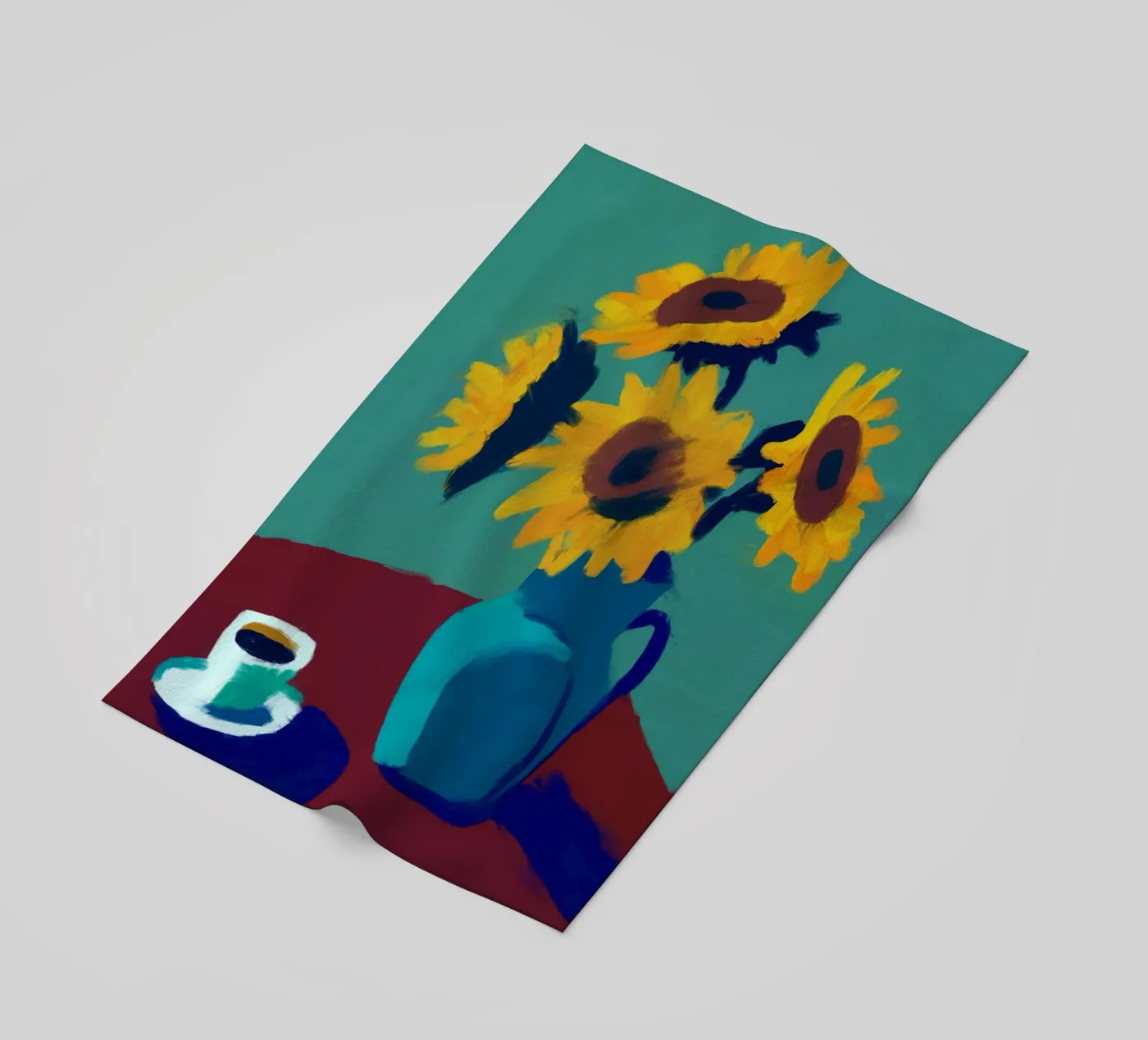 Girasole e caffè telo mare da Colourful Art