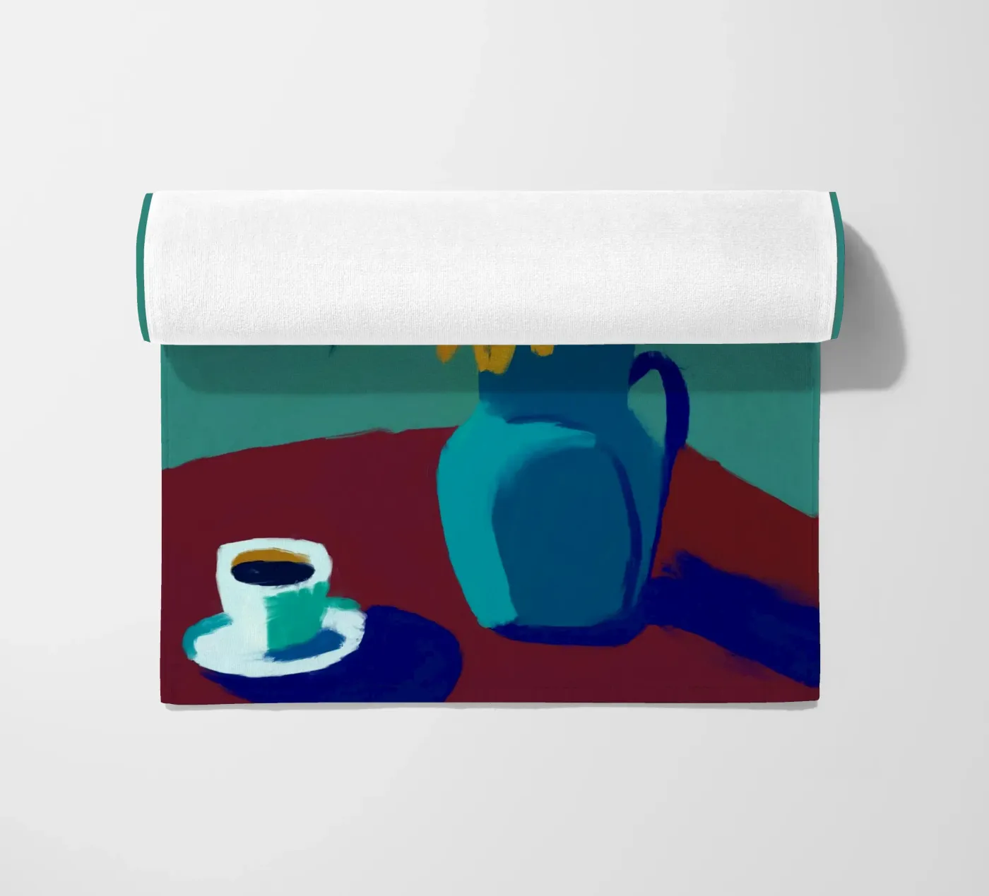 Girasole e caffè telo mare da Colourful Art