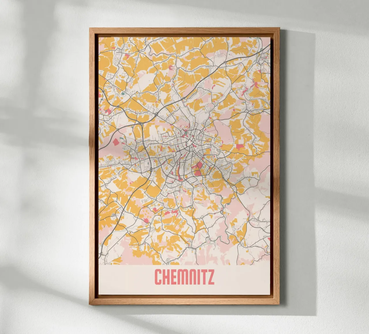 Chemnitz Stadsplattegrond - Stijlvolle Kunstprint | FineArt Print canvas met Baklijst van MOOODZART